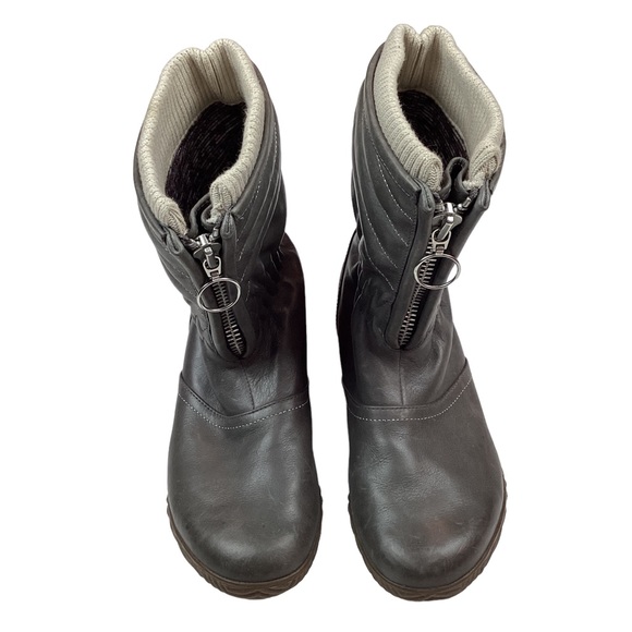 SOREL Firenzy Breve Leather Zip Up Winter Boot Gray - Picture 6 of 11